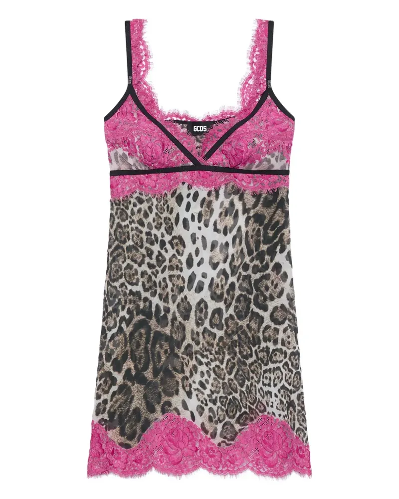 GCDS Kleid mit Animal-Print - Braun Braun
