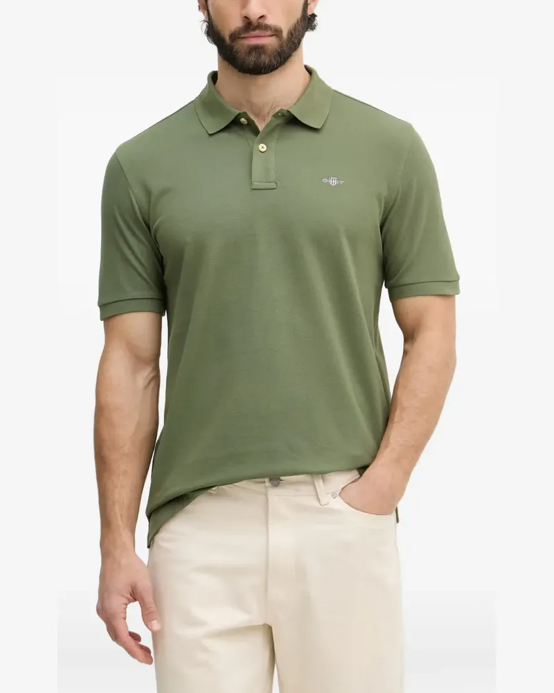 Gant logo-embroidered piqué polo shirt - Grün Grün