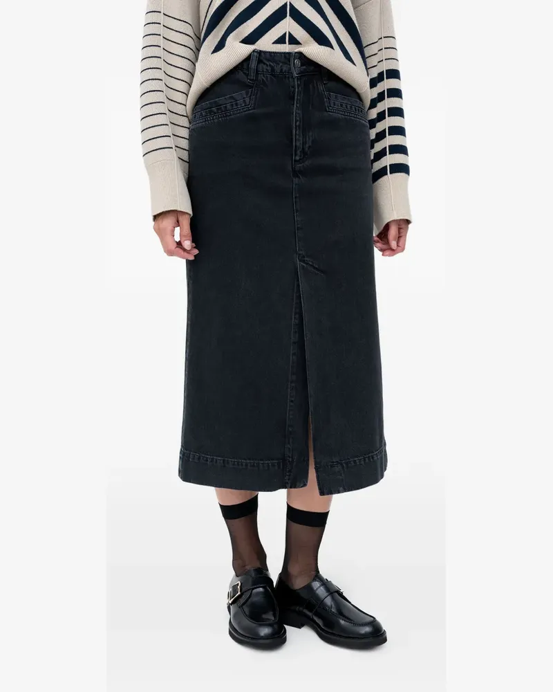 HUGO BOSS split denim midi skirt - Schwarz Schwarz