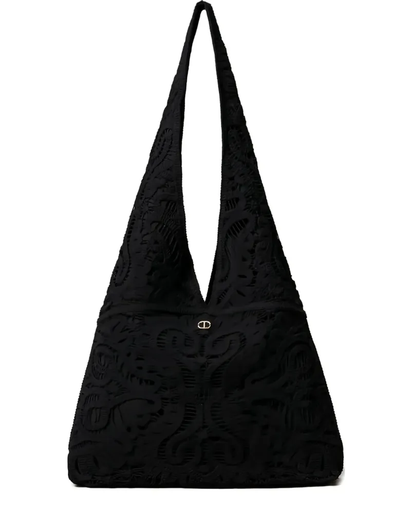 Twin-Set Gehäkelte Ventotene Schultertasche - Schwarz Schwarz