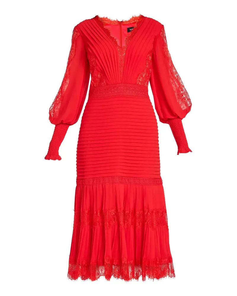 Tadashi Shoji Nyssa Bishop Maxikleid mit Spitzeneinsätzen - Rot Rot