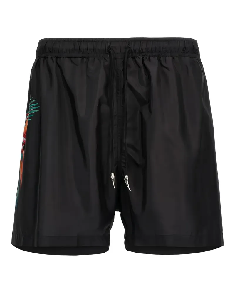 Roberto Cavalli Badeshorts mit Papageien-Print - Schwarz Schwarz