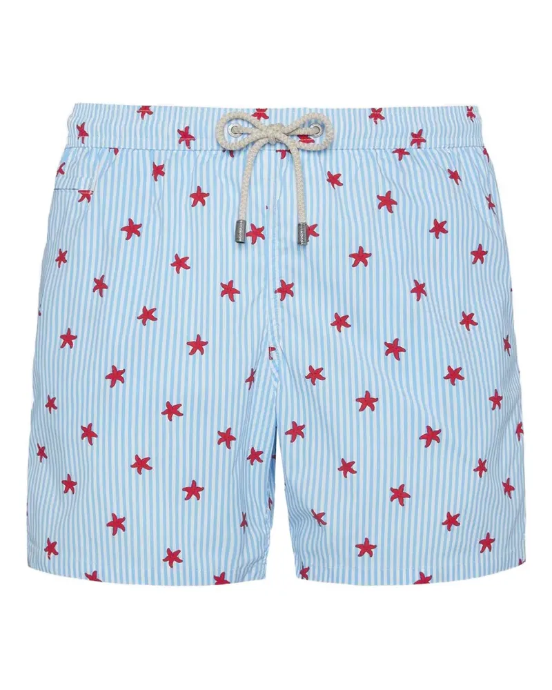MC2 Saint Barth starfish-print striped swim shorts - Blau Blau