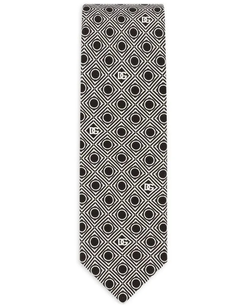 Dolce & Gabbana Seidenkrawatte mit geometrischem Print - Schwarz Schwarz