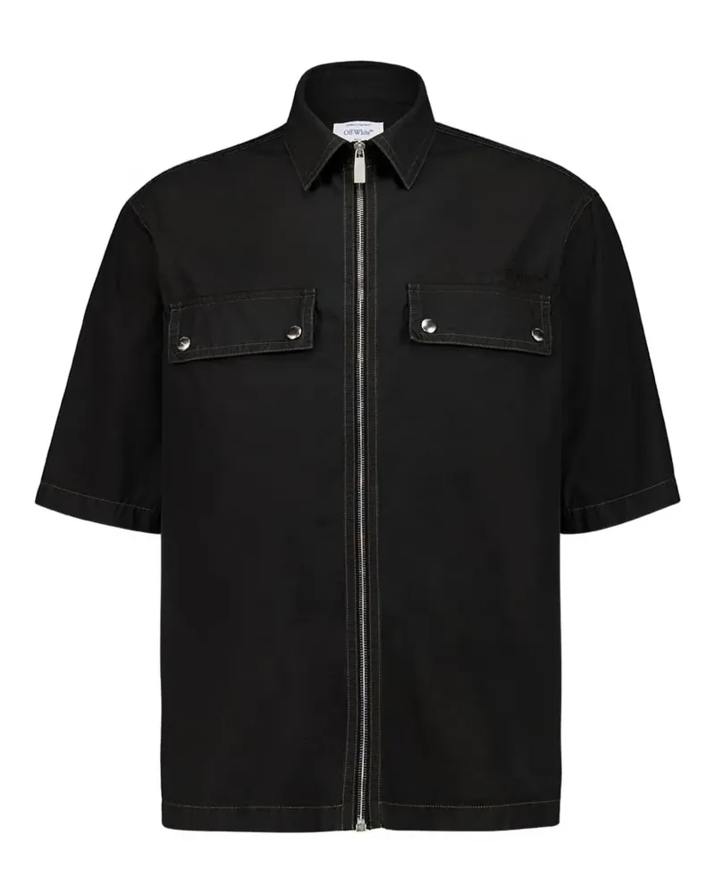 OFF-WHITE zip-fastening logo shirt - Schwarz Schwarz