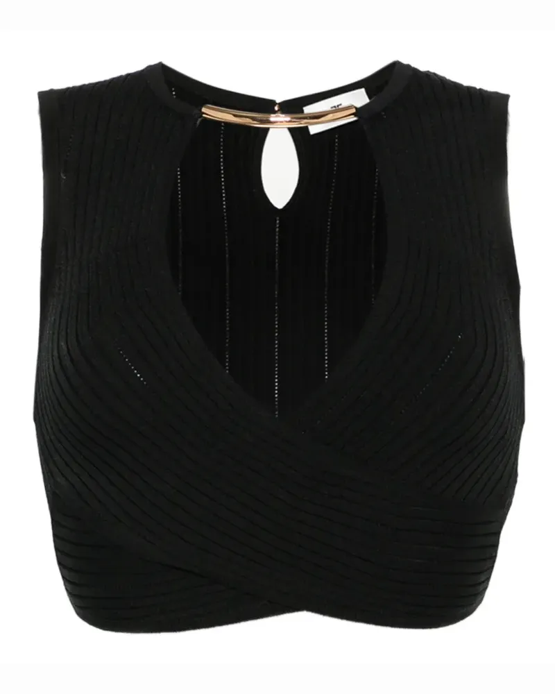Elisabetta Franchi ribbed-knit crossover top - Schwarz Schwarz