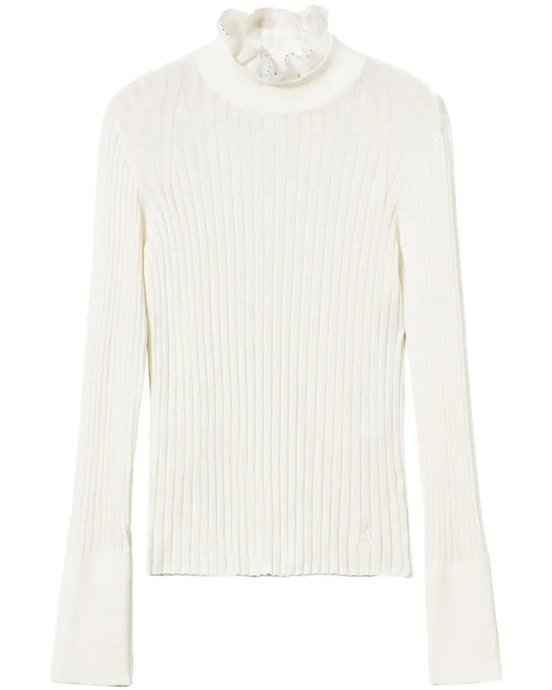 Twin-Set Pullover mit Rüschen - Weiß Weiß