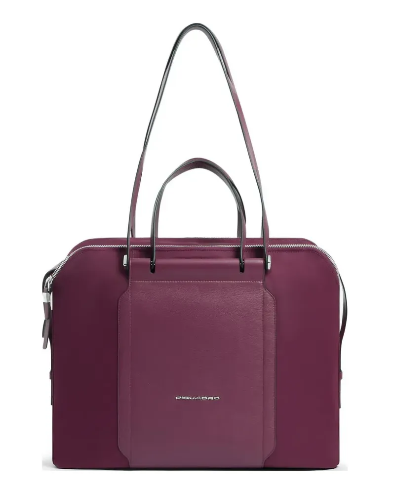 Piquadro leather-panel tote bag - Violett Violett