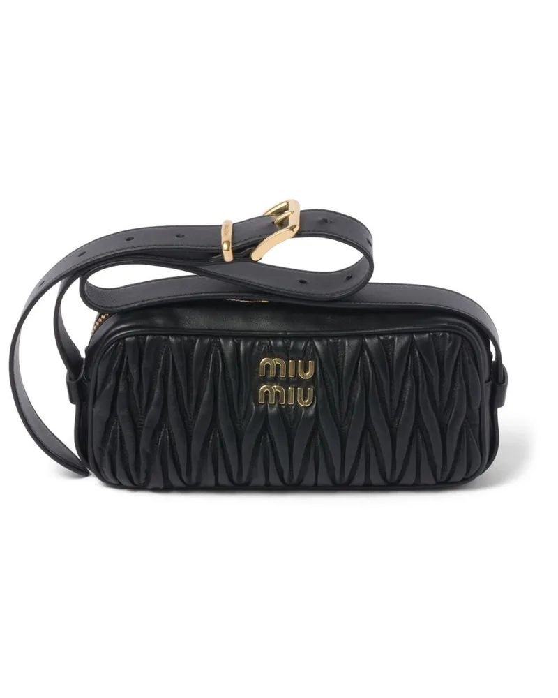 Miu Miu Schultertasche aus Matelasse-Leder Schwarz