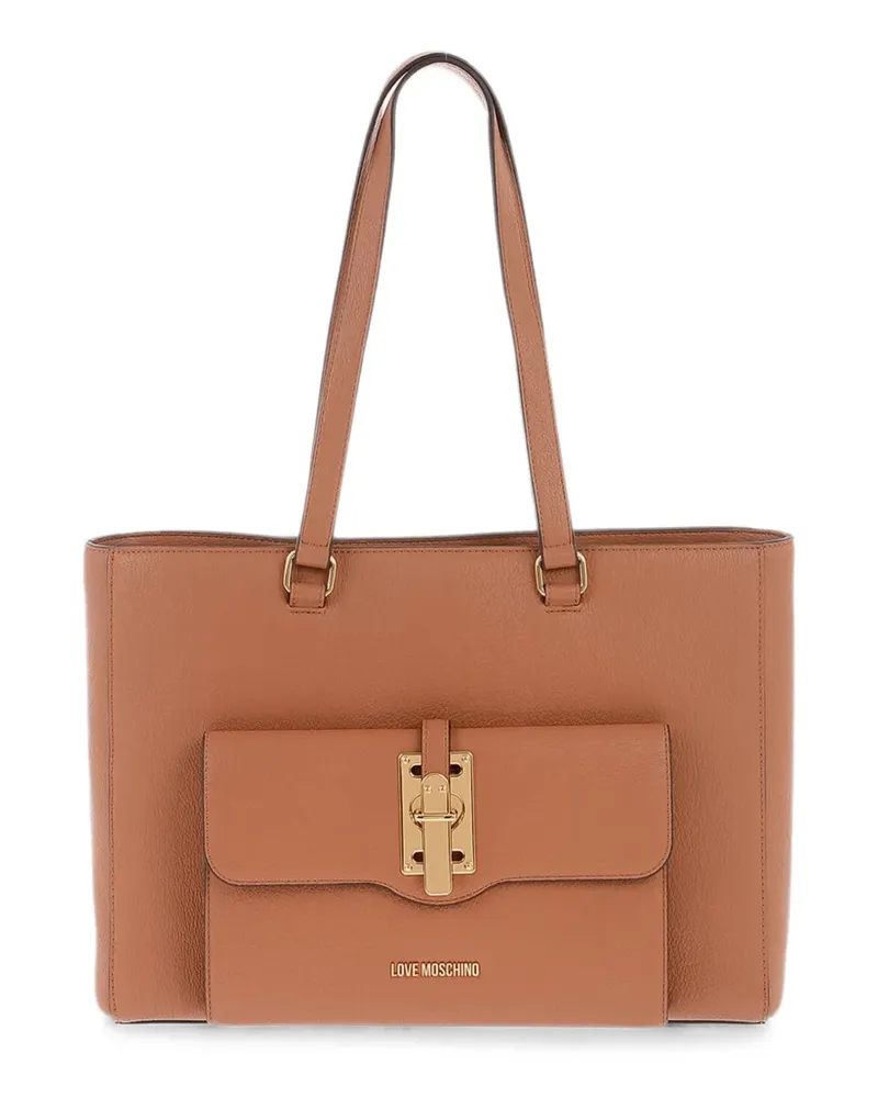 Moschino Love logo-embossed shoulder bag - Braun Braun
