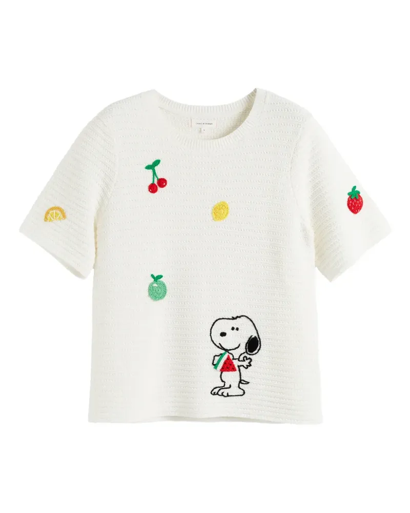 Chinti & Parker Gehäkeltes Snoopy T-Shirt - Weiß Weiß