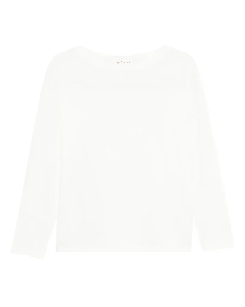 MA'RY'YA T-Shirt mit U-Boot-Ausschnitt - Weiß Weiß