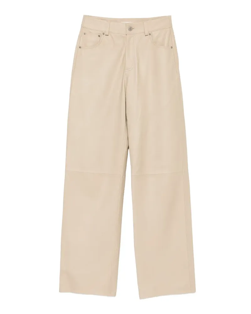 By Malene Birger wide-leg leather trousers - Nude Nude