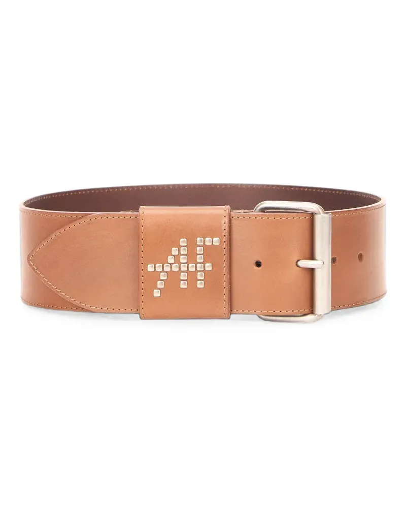 Alberta Ferretti studded-logo leather belt - Braun Braun
