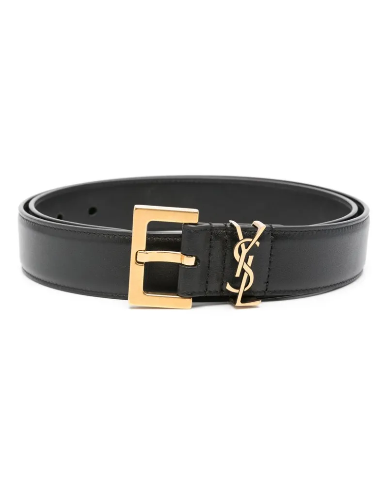 Saint Laurent Ledergürtel mit Cassandre-Schild - Schwarz Schwarz