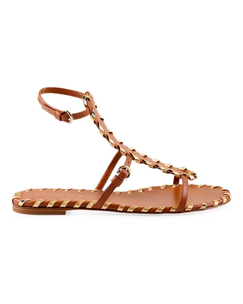 Gianvito Rossi whipstitch-trim ankle-strap sandals - Braun Braun