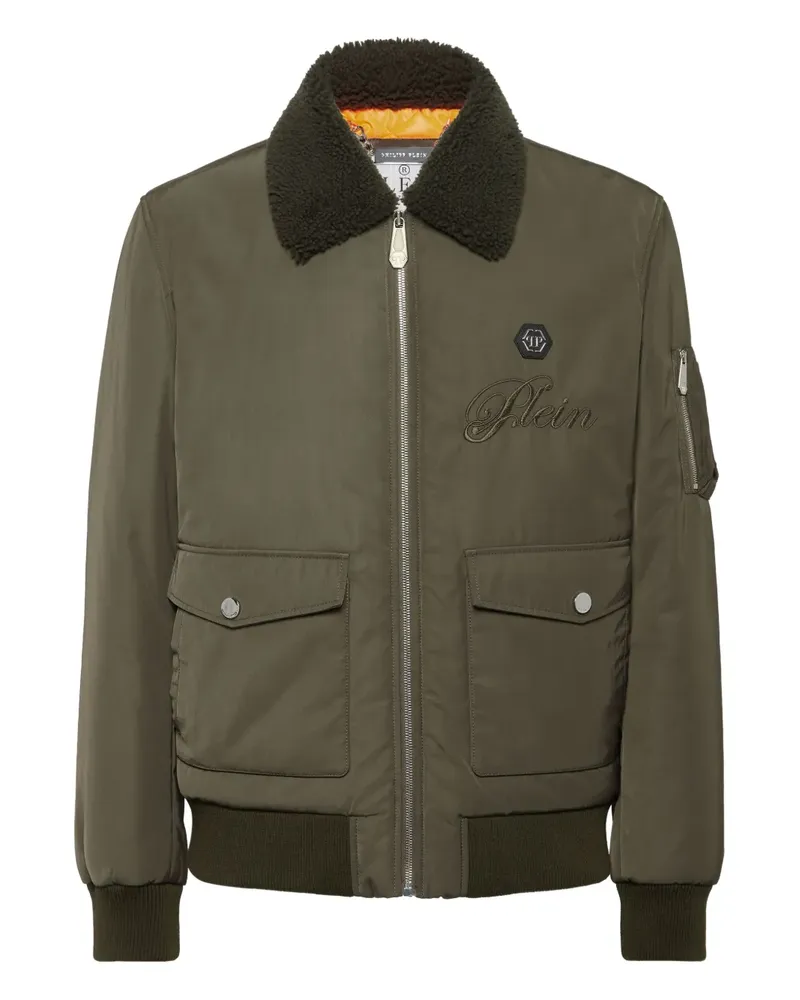 Philipp Plein Bomberjacke mit Shearling-Kragen - Grün Grün