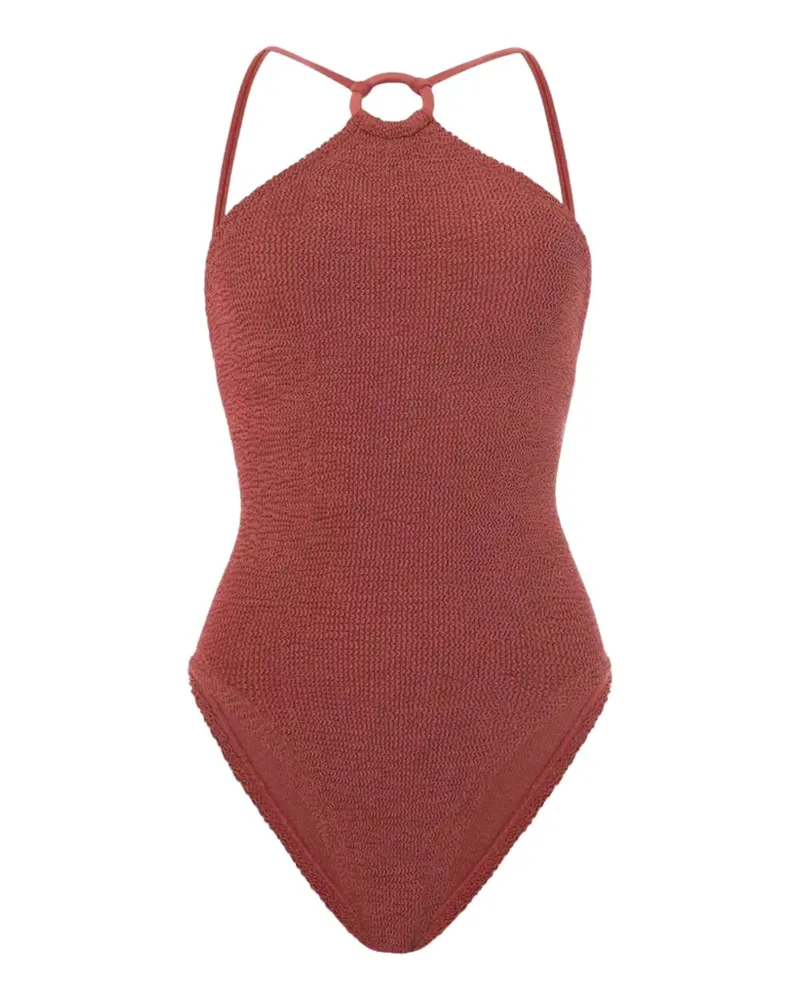 Hunza G ring-detail swimsuit - Rosa Rosa