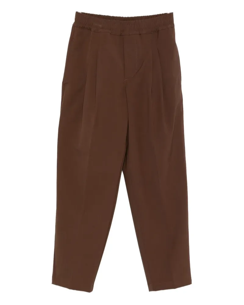 Yes London elasticated-waist pleated trousers - Braun Braun