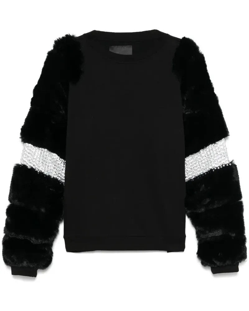 LOULOU Sweatshirt mit Faux-Fur-Ärmeln - Schwarz Schwarz