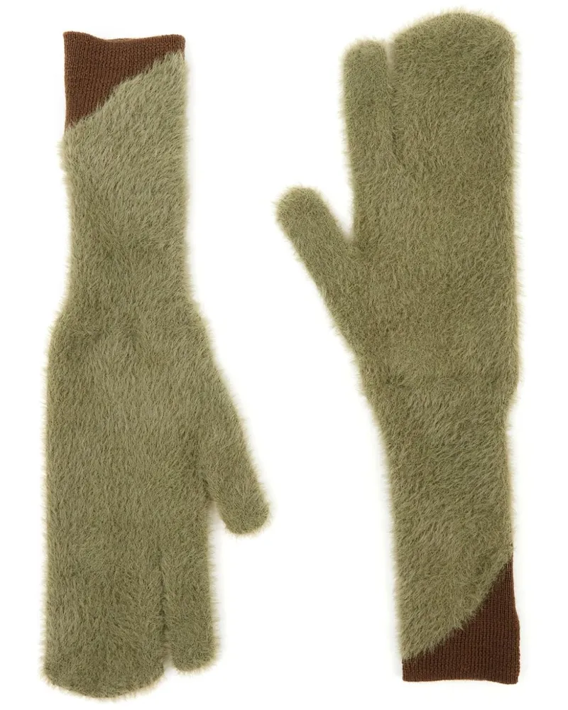 Maison Margiela Handschuhe aus Faux Fur - Grün Grün