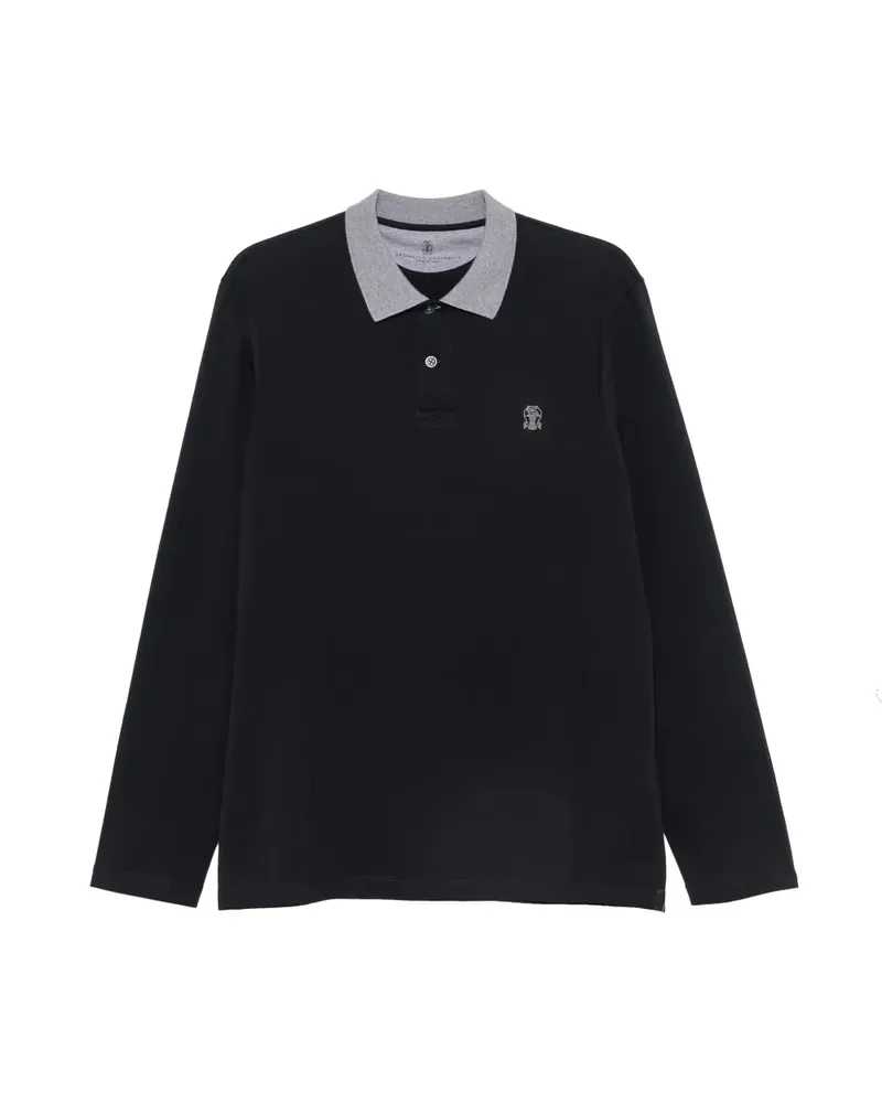 Brunello Cucinelli Langärmeliges Poloshirt - Blau Blau