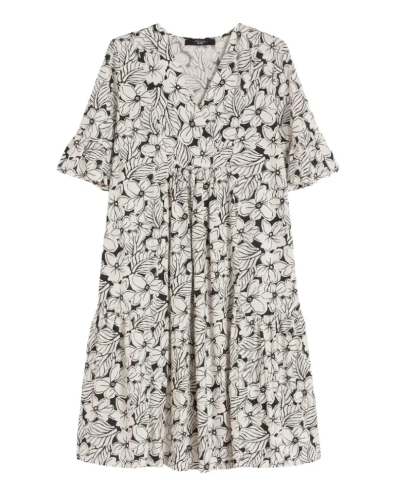 Max Mara floral-print V-neck mini cotton dress - Weiß Weiß