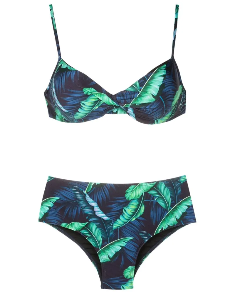 Lygia & Nanny Veronica Bikini mit Blatt-Print - Blau Blau