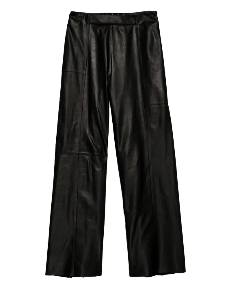 AERON Ring Detail Leather Trousers - Schwarz Schwarz