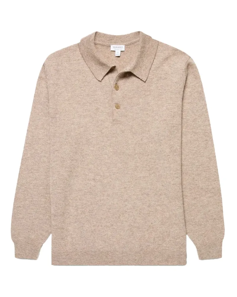 Sunspel Langärmeliges Poloshirt - Nude Nude