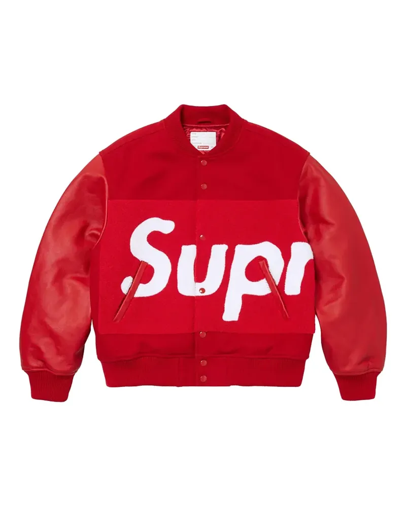 Supreme Being chenille logo-patch varsity jacket - Rot Rot