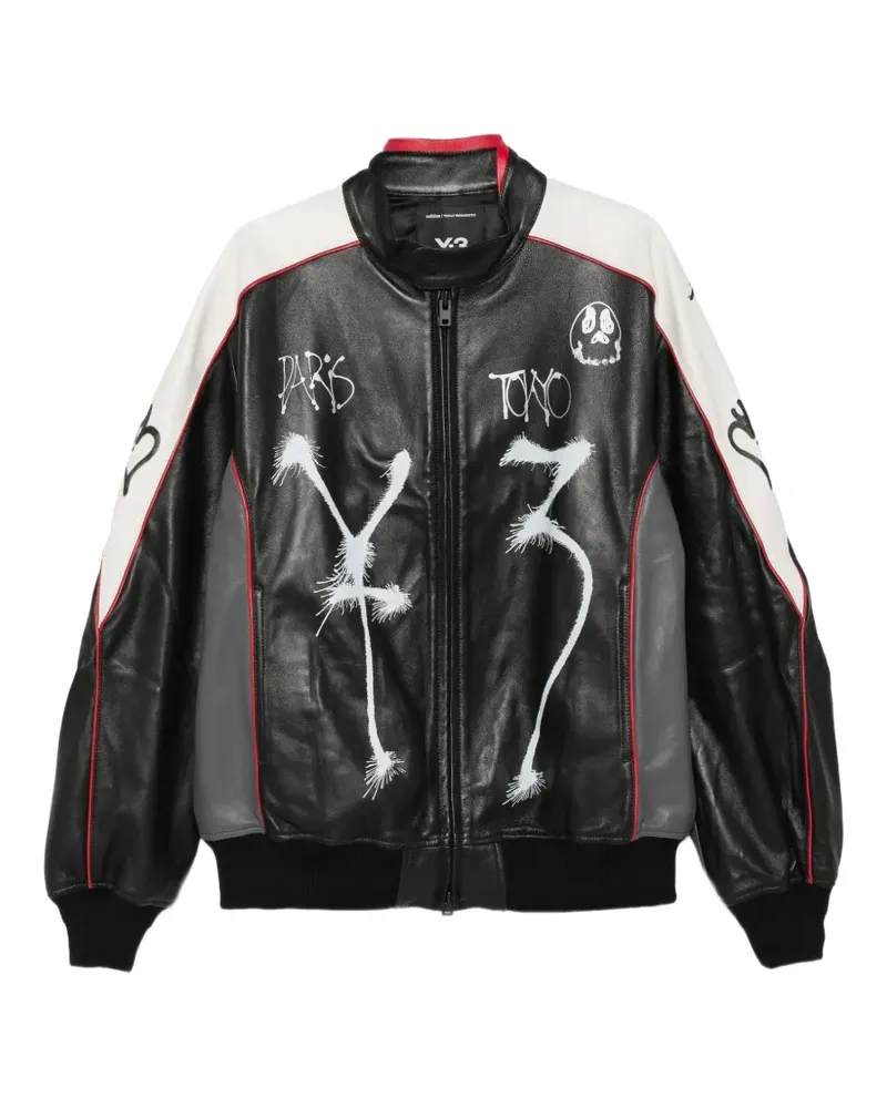 Y-3 Chito graffiti-print leather jacket - Schwarz Schwarz