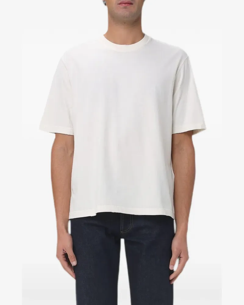 Golden Goose logo-patch distressed T-shirt - Nude Nude