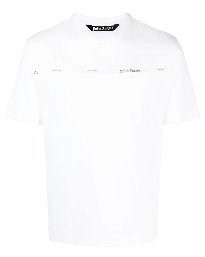 Palm Angels T-Shirt mit Logo-Streifen - Weiß Weiß