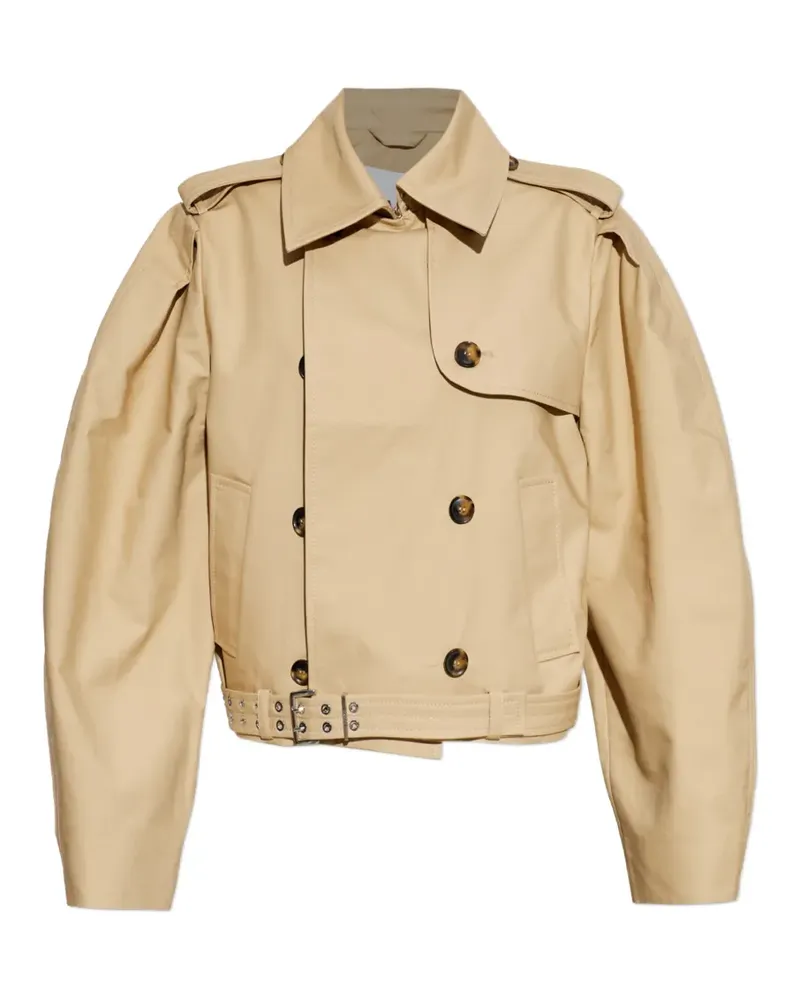 Ganni belted double-breasted jacket - Nude Nude