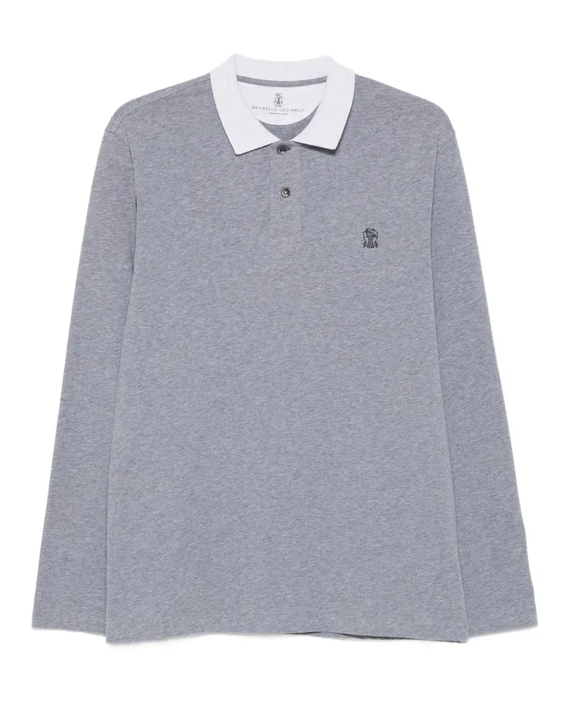 Brunello Cucinelli Poloshirt mit langen Ärmeln - Grau Grau