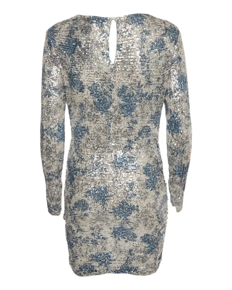 Maje Raquine Minikleid mit Blumenprint - Silber Silber