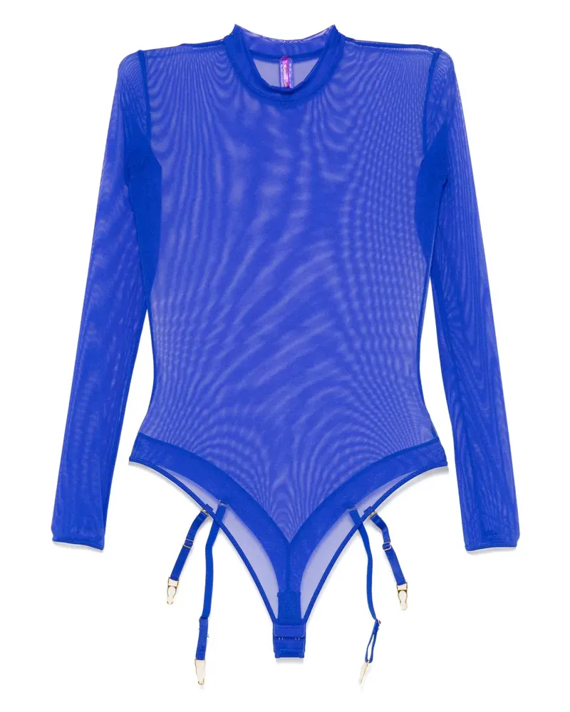 Maison Close Corps à Corps Body mit Strumpfhalter - Blau Blau