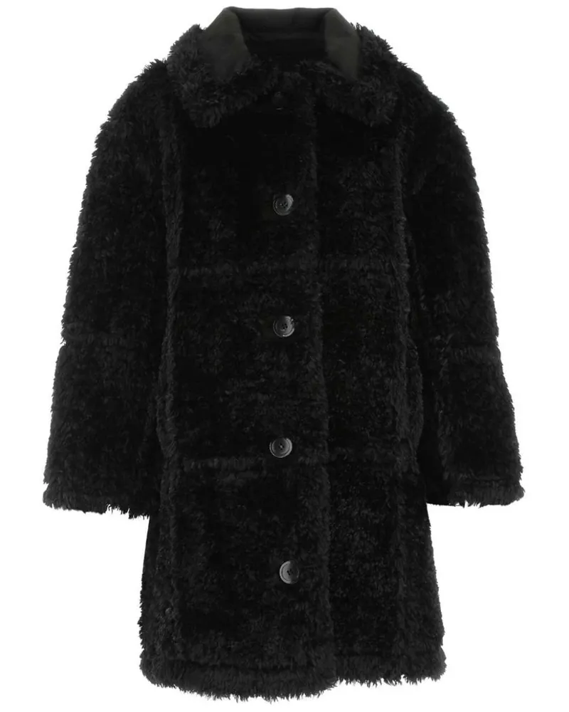 STAND Samira Mantel aus Faux Fur Schwarz