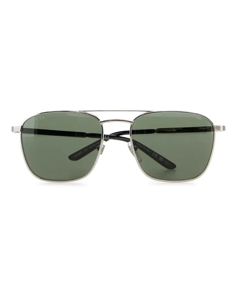 Gucci Sonnenbrille mit eckigem Gestell - Silber Silber