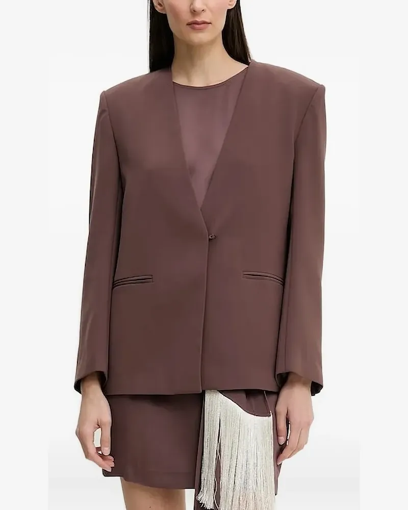 Isabelle Blanche Einreihiger Blazer mit Gürtel - Braun Braun