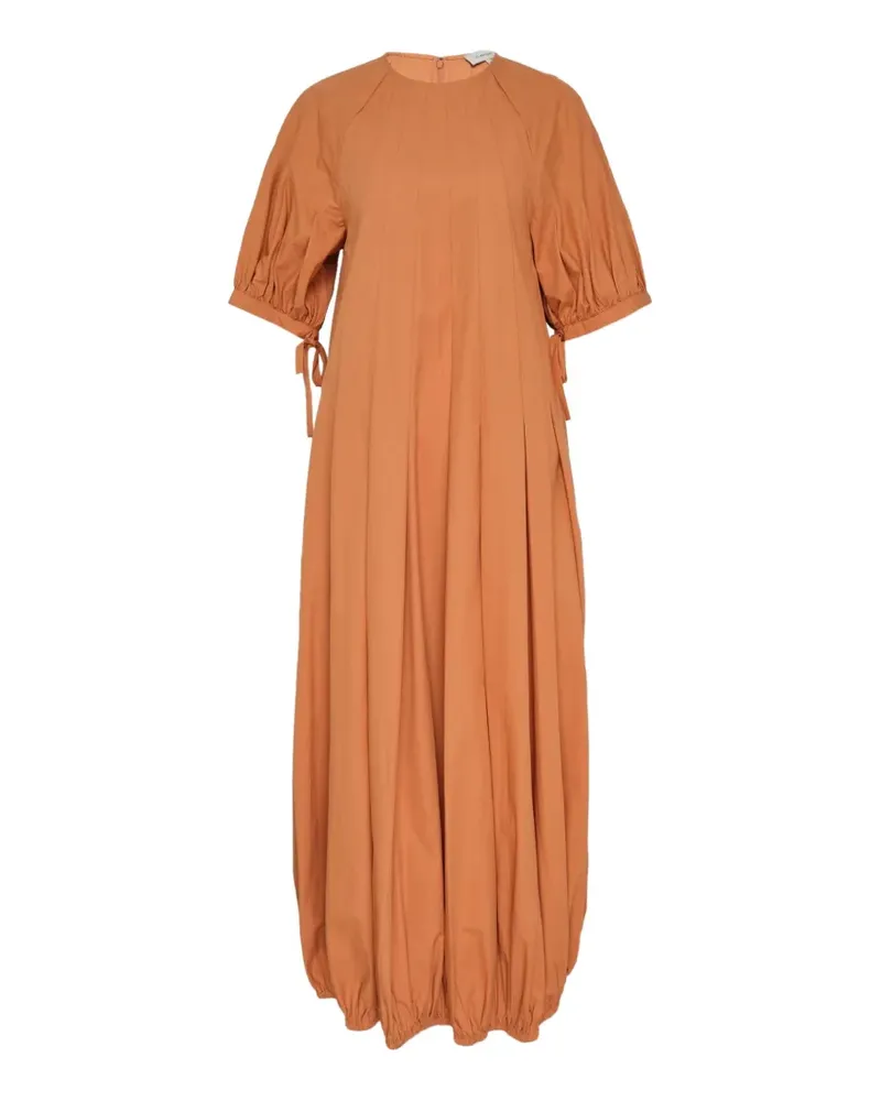 Lee Mathews Rennie pleated puff-sleeve midi dress - Orange Orange