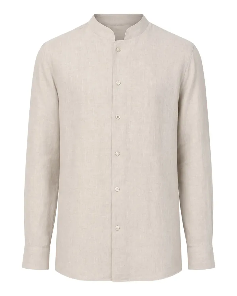 Eleventy linen stand-up collar shirt - Nude Nude