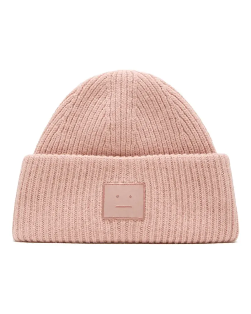 Acne Studios Face Beanie mit Logo - Rosa Rosa