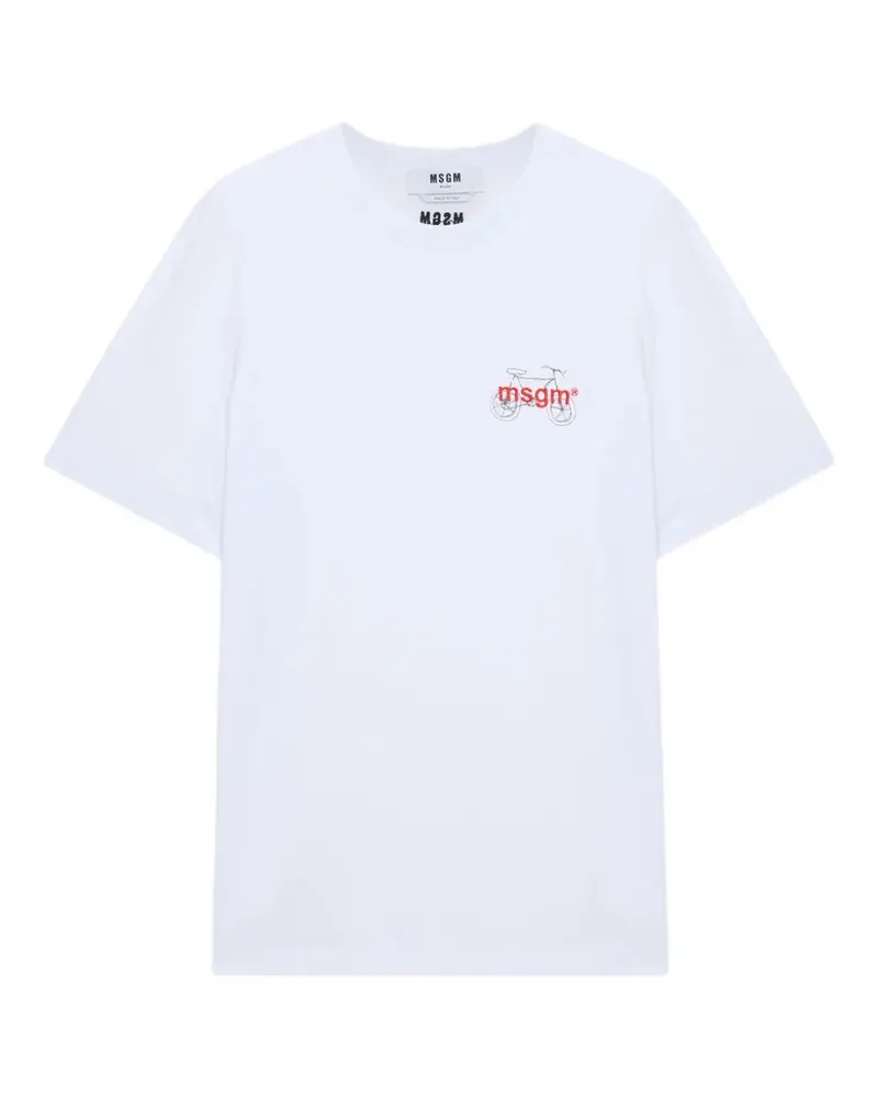 MSGM T-Shirt mit Logo-Stickerei - Weiß Weiß