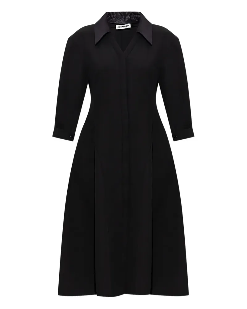 Jil Sander Midikleid mit langen Ärmeln - 001 BLACK 001