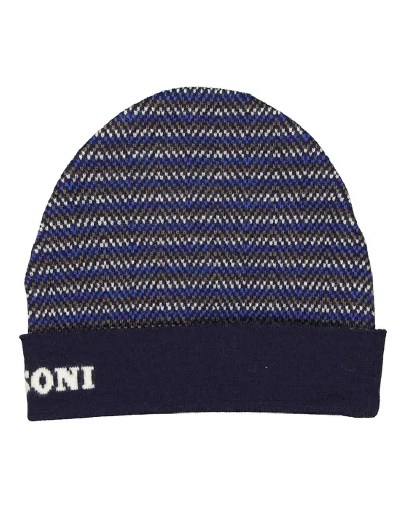 Missoni chevron-knit beanie hat - Blau Blau