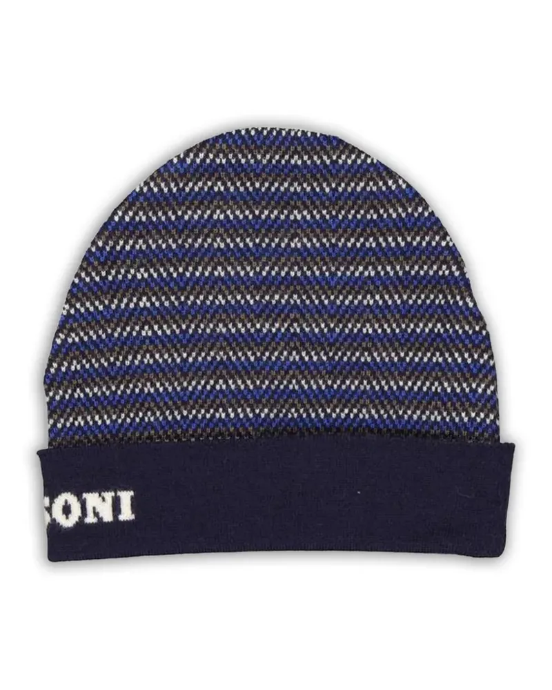 Missoni chevron-knit beanie hat - Blau Blau