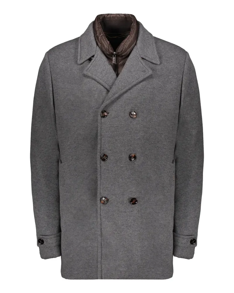 MOORER Doppelreihige Jacke im Layering-Look - Grau Grau