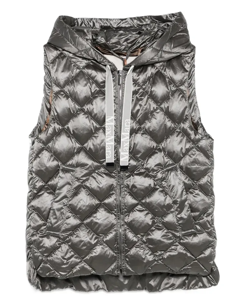 Max Mara Gesteppte Kapuzenweste - Grau Grau